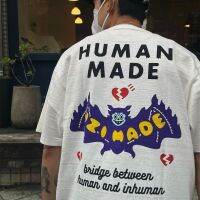 ♛เสื้อยืดคอกลมแขนสั้นพิมพ์ลายค้างคาว Made23มนุษย์ผ้าฝ้ายบริสุทธิ์คู่เสื้อแขนสั้นพิมพ์ลายค้างคาวผ้าทอคลุมสำหรับทั้งหญิงและชายสำหรับฤดูใบไม้ผลิและฤดูร้อน