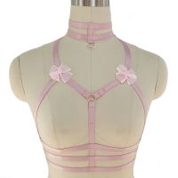 【YF】✲  Original Design Pink Collar Bow Harness Kawaii Chest Bondage Gothic