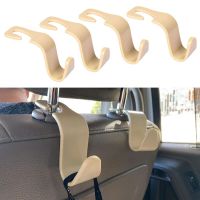 4x Car Seat Headrest Hooks Universal Back Seat Organizer Hanger Storage Hook Beige for Handbag Purse Grocery  Gauges