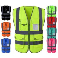 CODHaley Childe 8 Colors Safety Vest Reflective Enginneer Construction Work Vest Hi Vis Vest For Men and Women Working Clothing Blue Fluorescent Yellow Orange S/M/L/XL/2XL