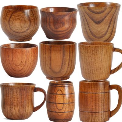 【CW】☍☍  Big Belly Cup with Handle Spruce Wood Drinking Beer Drinkware Bar