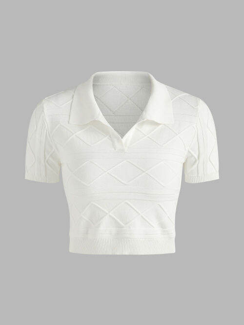 Cider Kpop Knit Argyle Texture Collar Top Lazada PH