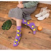 Women Socks Funny Cute Cartoon Fruits Banana Avocado Lemon Egg Cookie Donuts Food Happy Harajuku skateboard Socks