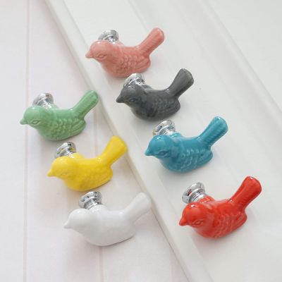℡△▩ MFYS Cute Bird Shape Ceramic Handles for Furniture Various Colors Cabinet Pulls Home Decor Handle for Childrens Room Kids Knobs