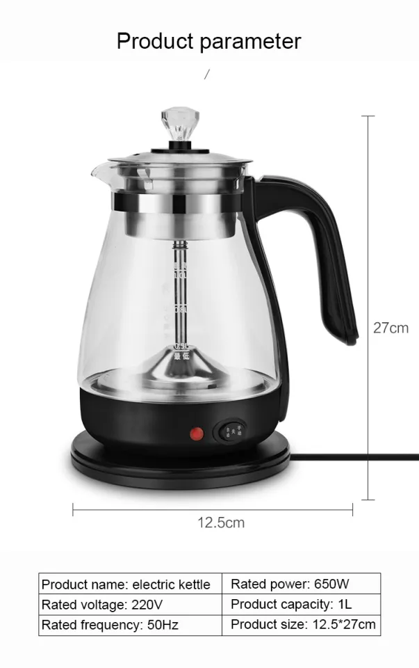 1L Electric Kettle Coffee Tea Maker Black Pu 'er Glass Tea Maker