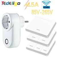 ⊙✑♀ Smart Light Switch Wireless Remote Control Wall Switch Electric Socket EU FR Universal Plug 220v 15A Electrical Outlets LED