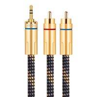 YYAUDIO HiFi Stereo 3.5mm Jack to 2RCA Audio Cable AUX Cable for Amplifiers Audio Home Theater Computer Desktop Audio