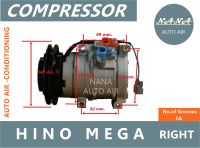 สินค้าคุณภาพ มือ1 COMPRESSOR Hino Mega RIGHT ร่อง A 24v. คอมเพรสเซอร์ แอร์ ฮีโน่ เมก้า สายพานร่องวี คอมแอร์รถยนต์ ส่งไว ส่งฟรี