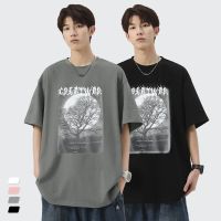 Short sleeve T-shirt man ins Hong Kong fashion brand half sleeve couples printing on 5 minutes of sleeve summer trend relaxed joker clothes --ntx230801♞▼▣