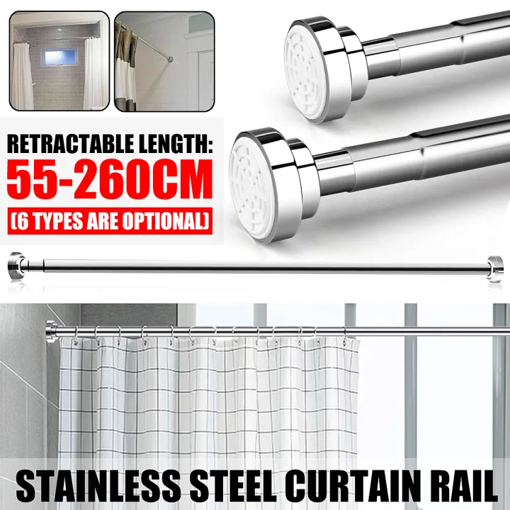 50/60/80cm Extendable Telescopic Shower Curtain Rail Pole Rod Door Bath