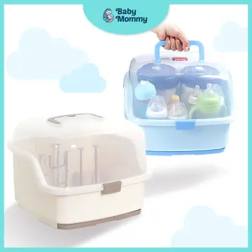 Infant Milk Bottle Storage Box With Cover And Drain Rack, Plastic