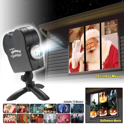Christmas Halloween Laser Projector 12 Movies Disco Light Mini Window Display Home Projector Indoor Outdoor Wonderland Projector