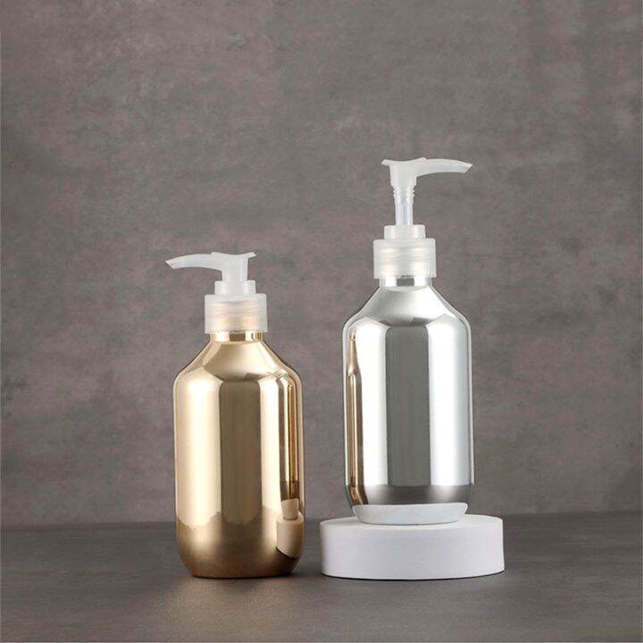 300ml-500ml-shower-gel-gold-silver-plating-container-liquid-shampoo-bottle-bathroom-refillable