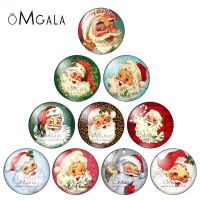 Christmas Santa Claus Head Art Paintings 12mm/14mm/18mm/20mm/25mm/30mm Round photo glass cabochon demo flat back Making findings Key Holders