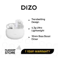 DIZO Buds Z Wireless Earphone with Natural Light Design and 16hrs Total Playback | 10mm Dynamic Bass Boost Driver. 