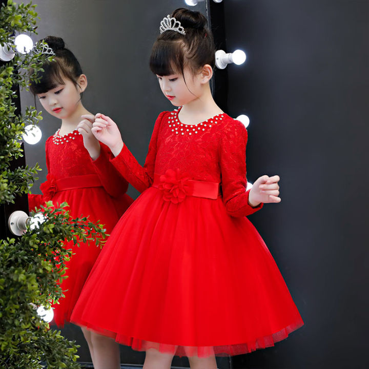 children-party-dress-flower-girl-long-sleeved-ball-gown-birthday-gift-mesh-robe-wedding-evening-clothes