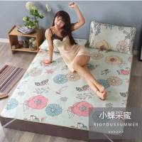 CKBEDROOM  04 เสื่อเย็น ผ้าปูเสื่อโพลีอีสเตอร์ สีเทา ลวดลายดอกเดซี่ ขนาด 5 ฟุต (150*200) cm. วินเทจ