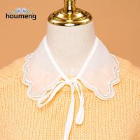 HOUMENG ปกเสื้อตุ๊กตา ปกปลอมลูกไม้ สีขาวขาว งานปัก ดีไอวาย ถอดออกได้ ผู้หญิง/เด็กผู้หญิง