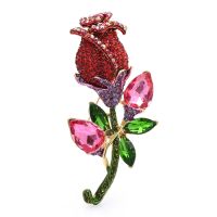 Wuli amp;baby Big Rhinestone Rose Flower Brooches For Women Unisex Sparkling Classic Flower Party Office Brooch Pin Gifts