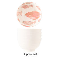 4 Pcs Set 4.5 Inch Ceramic Rice Bowl Porcelain Tableware Thread Underglaze Color Glaze Hand Painted Support Oven CZY2001-4S