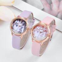 Fashion Jewele นาฬิกาข้อมือแฟชั่นสําหรับสตรีสายเข็มขัดหนังลายกระต่ายต้นไม้ แฟนของขวัญ เพื่อนของขวัญ