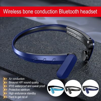 ZZOOI Bone Conduction Bluetooth Headset Wireless Waterproof Headphone Sport Music Hifi Ear-Hook Earphone with Mic for Phone