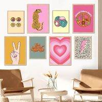 NewRetro Boho Wall Art ภาพวาดผ้าใบพิมพ์อินเทรนด์ Dorm Room Home โปสเตอร์ตกแต่งการ์ตูนเด็กบทคัดย่อแฟชั่น Living Picture Decor