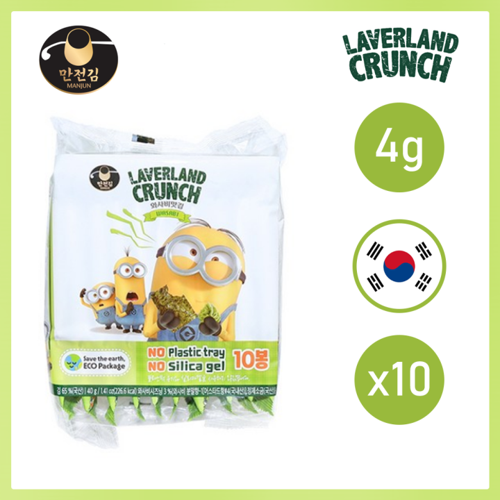 Manjun Laverland Crunch Crispy Seaweed Snack Wasabi Flavour G X Pcs