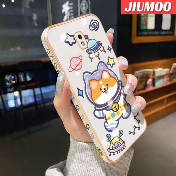 jiumoo-เคสปลอกสำหรับ-samsung-j7โปร-j7-2018-j7-2017การ์ตูนน่ารักพื้นที่ลูกสุนัขดีไซน์ใหม่นิ่มหรูหราเคสโทรศัพท์ชุบขอบด้านข้างเคสกันกระแทกสี่เหลี่ยมคลุมทั้งหมดป้องกันเลนส์กล้อง