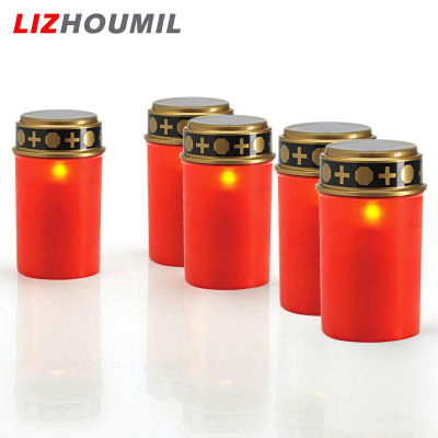 LIZHOUMIL Outdoor Solar Electronic Candle Light Rainproof Flameless Grave Cemetery Ritual Lawn Lighting Light