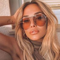 Ins Popular Oversized Pilot Sunglasses Ladies 2022 New Fashion Big Frame Metal Sun Glasses Women Brand Designer Unisex Shades