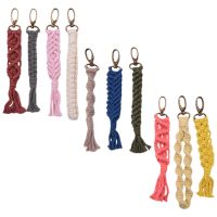 10 Pieces Mini Macrame Keychains Boho Macrame Bag Charms Handcrafted Accessory for Car Key Purse Phone Supplies