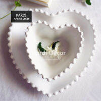 Hot sale simple style white color pearl shape plate bowl heart shape dessert plate soup bowls tableware 1pclot