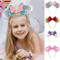 【YF】 2023 Cute Large Ears Cartoon Mouse Headband Sequin Bow Hairband Girls Boys Festival Party Cosplay Hair Accessories Mujer