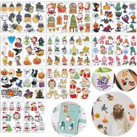 DIY 2Set Christmas Halloween Diamond Painting Stickers for Kids Santa Animal Diamond Mosaic Art Sticker Crafts New Year Gifts