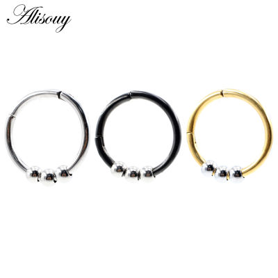 Alisouy 1PC สแตนเลสรอบวงกลม Ball Ear Weights Heavy Expander Stretcher ปลั๊กเครื่องวัดต่างหู Body Piercing เครื่องประดับ