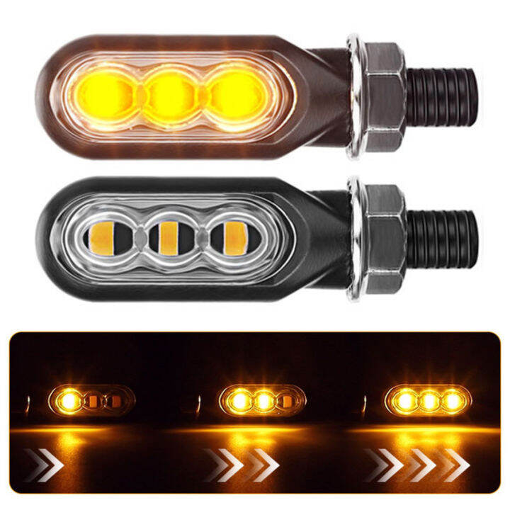 Motorcycle Mini LED Turn Signal Lights Amber Flowing Directional Signal