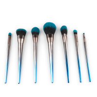 7 Pcs Professional Makeup Brush Set Blue Gradient Flame Eyeshadow Brush Flat Head Nose Brush Nylon Brush Pincel Tools