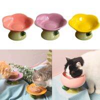 Cute Ceramic Cat Bowl Non-slip Flower Shape New High Foot Dogs Puppy Feeder Feeding Food Water Pet Supplies Cat Food Bowl