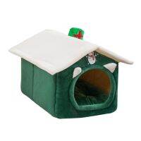 Breathable Warm Plush Pet Bed House สไตล์คริสต์มาส Washable Soft Cat Cushions Kennel สำหรับสุนัขขนาดเล็กแมว Pet Supplies