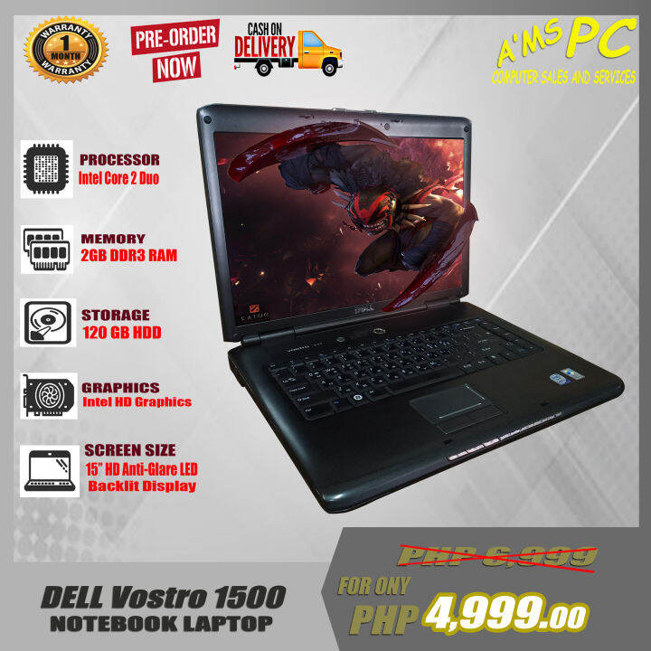 LAPTOP, DELL VOSTRO 1500, INTEL CORE 2 DOU, 2GB RAM DDR3, 120GB, HDD