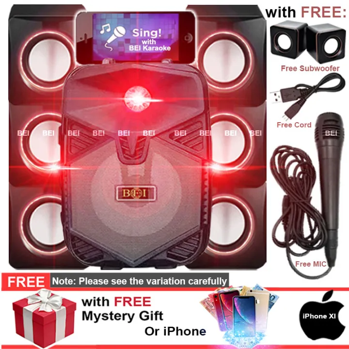 BEI Karaoke Model 18 Pro A1 Wireless Portable LED Bluetooth Gym Workout