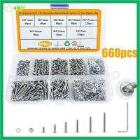 QIGUI 660Pcs M2 การจัดเรียงสกรูเมตริก 304สแตนเลสสตีล 4/6/8/10/12/16มม. Bolts and NUTS washers Assortment KIT พร้อมประแจหกเหลี่ยม 6ขนาด สกรูสำหรับเครื่องจักร การพิมพ์3D