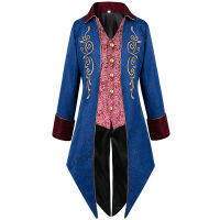 ผู้ชาย Jacquard เย็บปักถักร้อยแจ็คเก็ตยุคโกธิควิคตอเรีย T Rench Coat Steampunk Tailcoat ฮาโลวีนปาร์ตี้เครื่องแต่งกาย