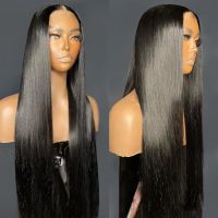 【jw】❖  Glueless Wig Human Hair To Wear Transparent Straight Closure Wigs Preplucked Hairline