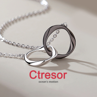 Ctresor Necklace 2ring/set Double Ring Necklace Korea Fashion Möbius