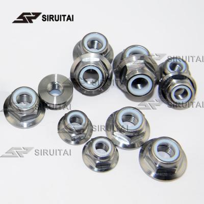 Titanium alloy flange nylon lock nut M6 M8 M10 x 1.5 / 1.25 motorcycle modified nut Nails Screws Fasteners