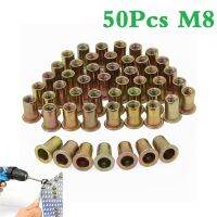 50Pcs M8 Nutchetta Rivet Nuts หน้าแปลน Blind Rivnuts สังกะสีชุบเหล็ก Nut Nutsert Fastener เพิ่มดึงความต้านทาน