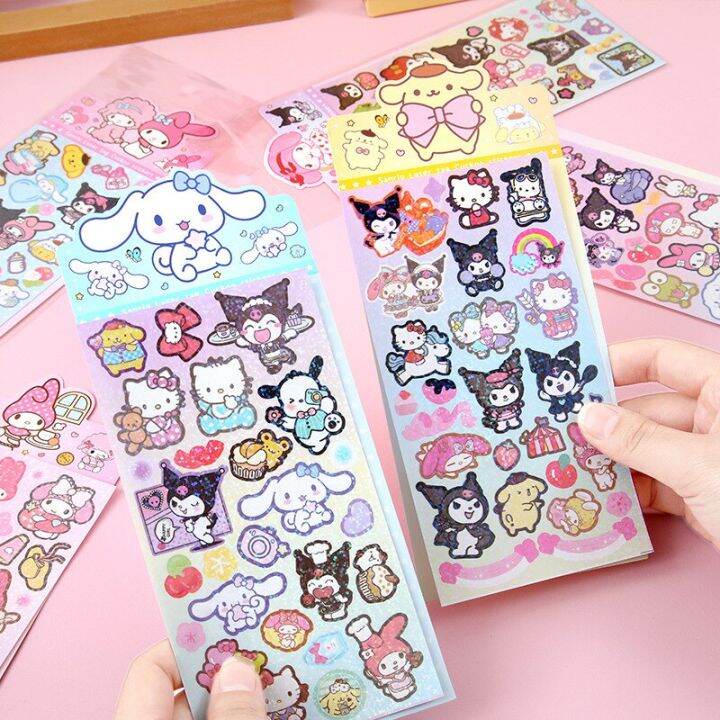 10pcs-sanrio-guka-pochacco-hellokitty-sticker-kuromi-hand-account-posters-decoration-office-stickers-stationary-wholesale