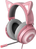 Razer Kraken Kitty RGB USB Gaming Headset: THX 7.1 Spatial Surround Sound - Chroma RGB Lighting - Retractable Active Noise Cancelling Mic - Lightweight Aluminum Frame - for PC - Quartz Pink